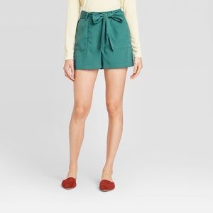 Teal Tie-Waist Shorts